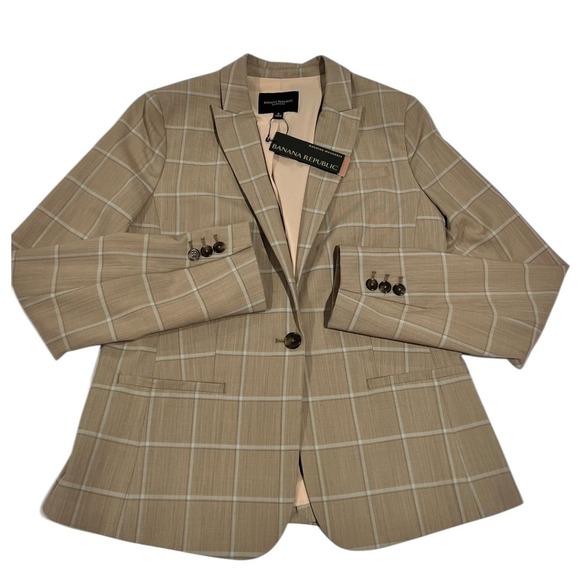 Banana Republic Jackets & Blazers - Banana Republic Women's 6 Plaid Blazer Jacket NWT Classic Fit Single Button